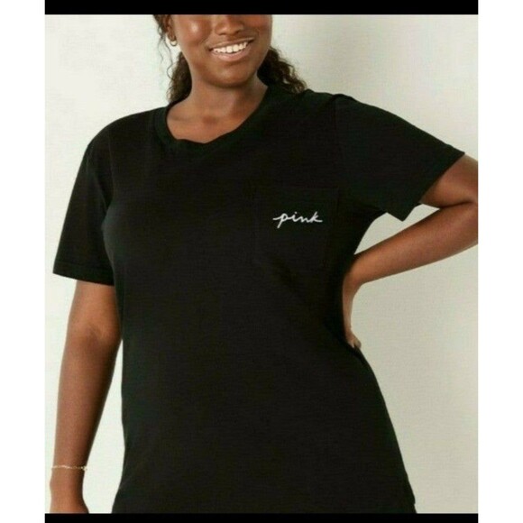 VS PINK PALM TREE SHINE CAMPUS TEE SHIRT L - Picture 5 of 5